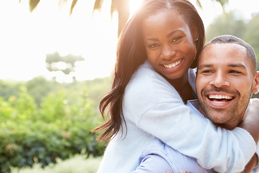 A couple enjoying themselves outdoors